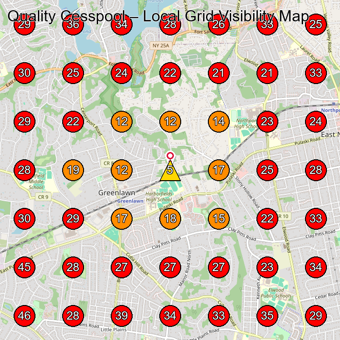 Quality Cesspool GeoGrid visibility map for Septic System Service in Deer Park